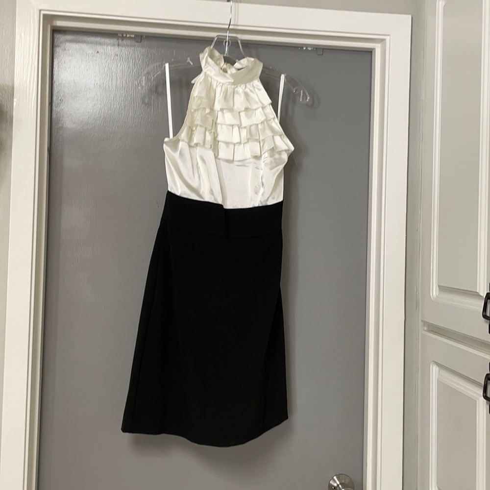 Black & Cream halter cocktail dress